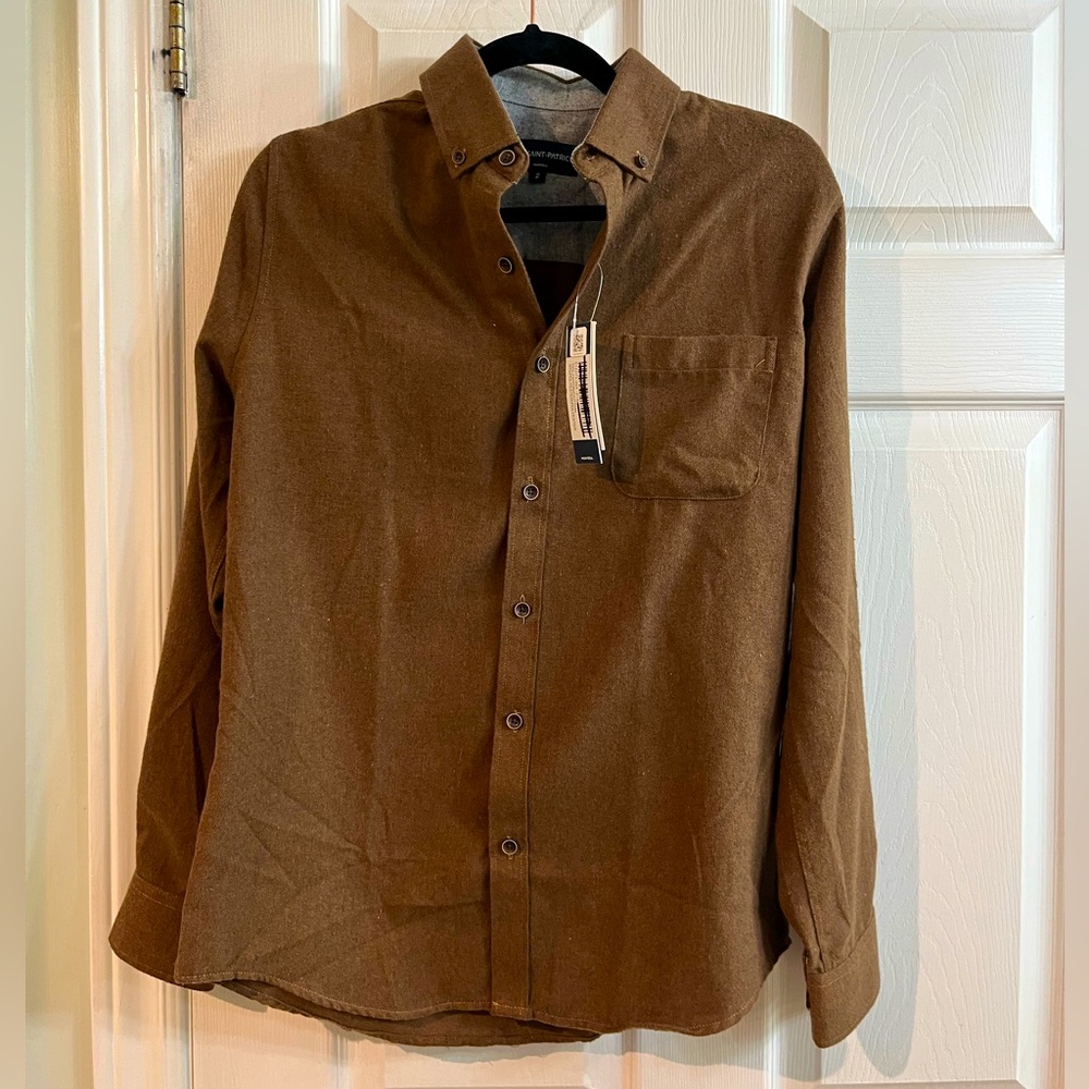 Rue Saint-Patrick brown button down shirt size S BNWT
